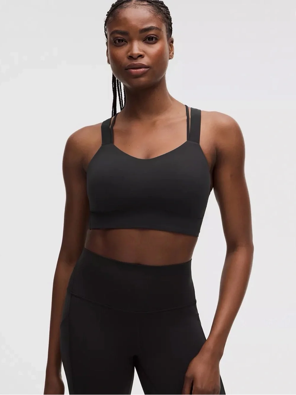 lululemon athletica charcoal Strappy Sports Bra - Supportive Cross-Back